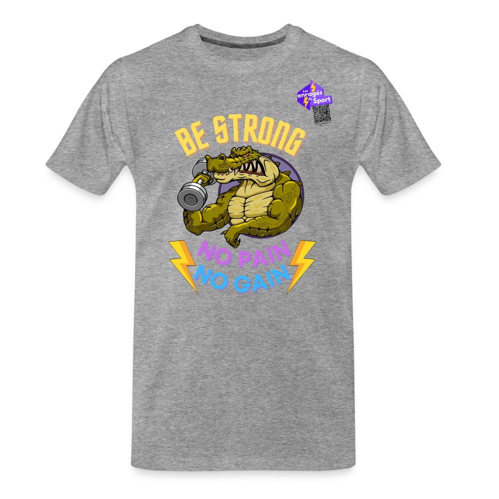 BE STRONG CROCO T-shirt Homme - gris chiné