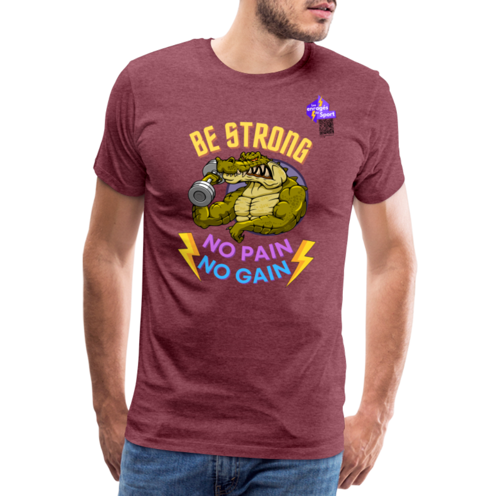 BE STRONG CROCO T-shirt Homme - rouge bordeaux chiné