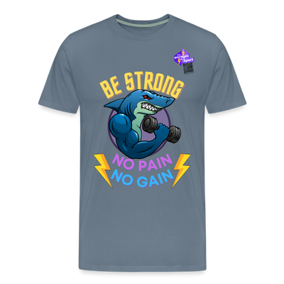 BE STRONG SHARK T-shirt Premium Homme - gris bleu