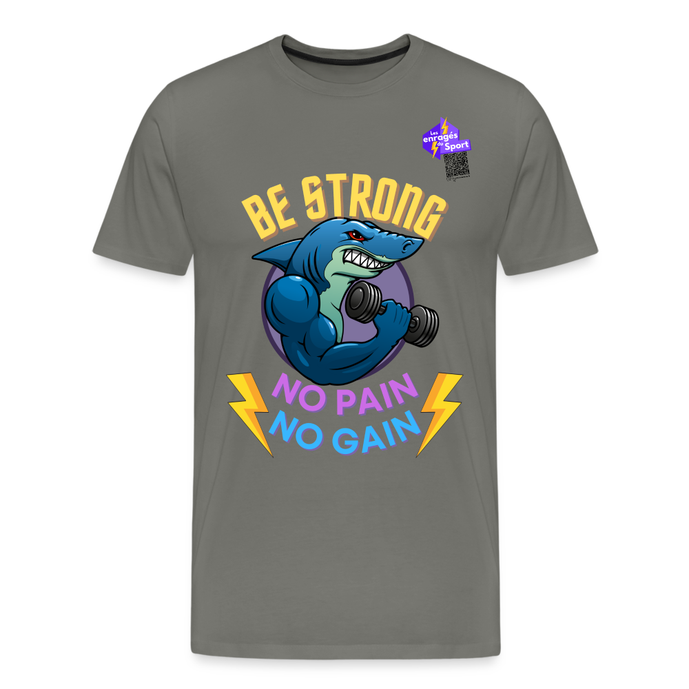 BE STRONG SHARK T-shirt Premium Homme - asphalte