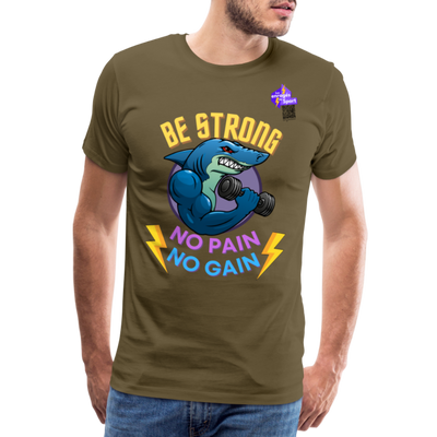BE STRONG SHARK T-shirt Premium Homme - kaki