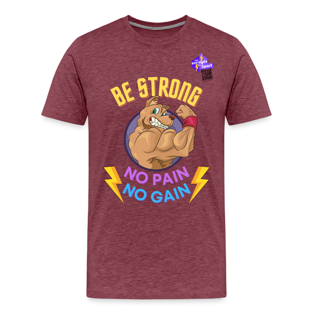 BE STRONG DOG T-shirt Premium Homme - rouge bordeaux chiné